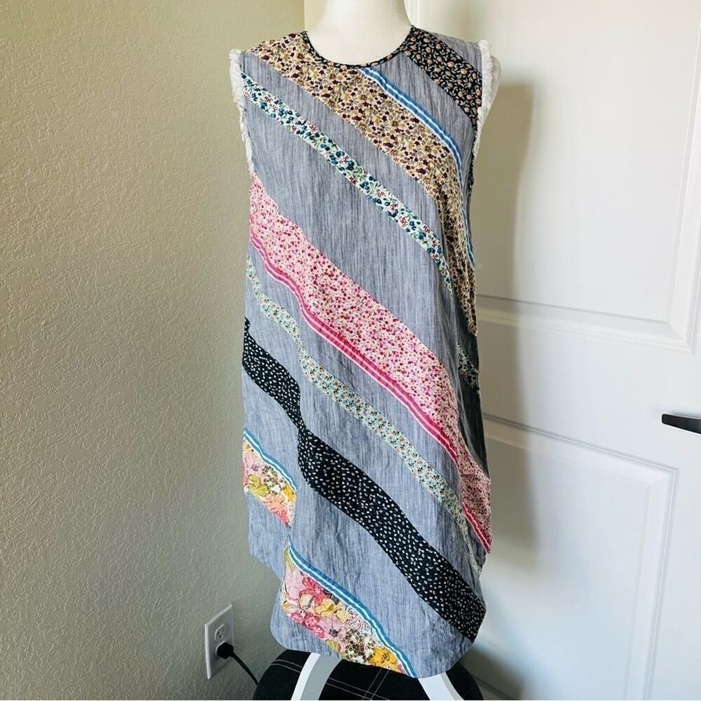 Megan Park Patchwork Chambray Sleeveless Dress